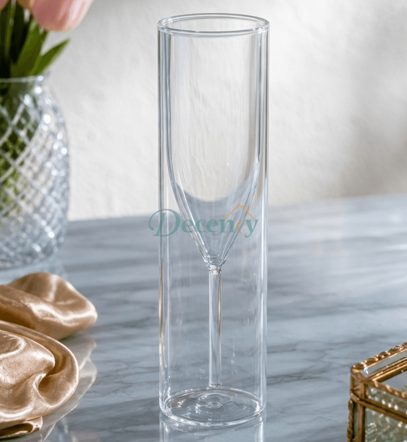 Elegant Double-Layer Crystal Flute Glass