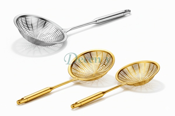 Stainless Steel Fry Strainer – Golden & Silver