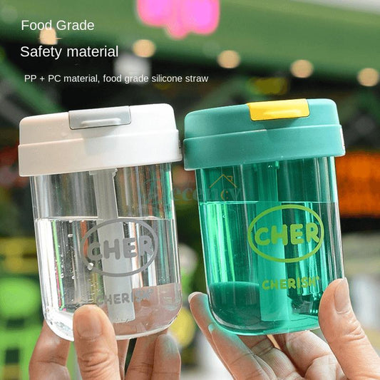 Cute Net Red Straw Water Cup – Portable Plastic Tumbler