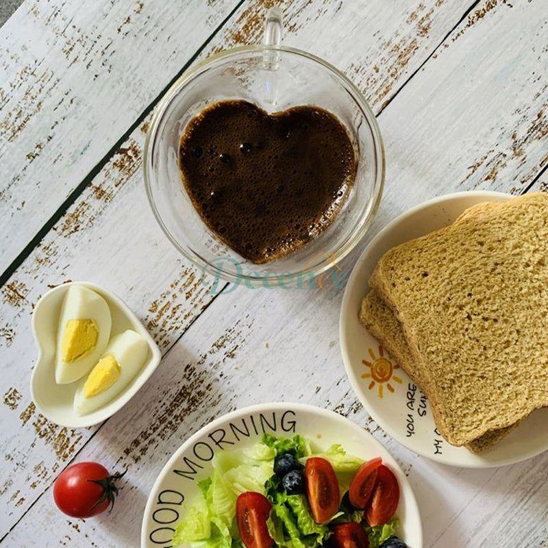 Heart Shaped Double Wall Glass Coffee Cup