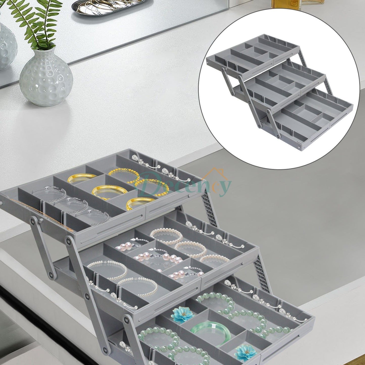 3 Layers Large Jewelry Organizer Storage Case