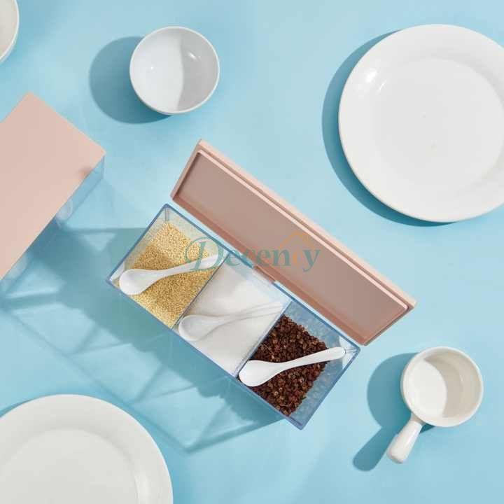 3 Grid Kitchen Condiments Container