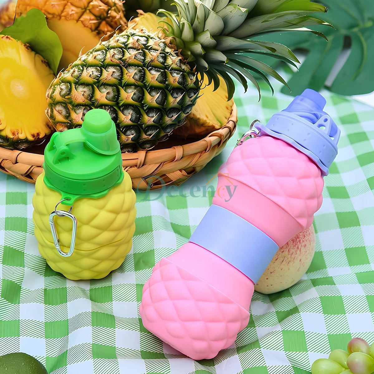 700ml Collapsible Silicone Water Bottle – Pineapple Design, Leak-Proof & Travel-Friendly