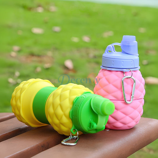 700ml Collapsible Silicone Water Bottle – Pineapple Design, Leak-Proof & Travel-Friendly