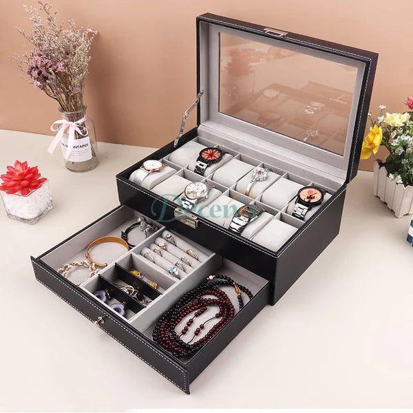 12 Slots Double Layer Watch Storage Box