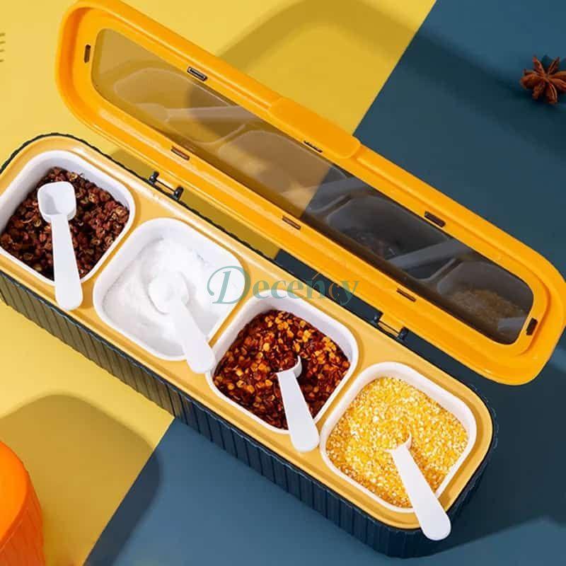 Luxury 4 Grid Integrated Spice Box