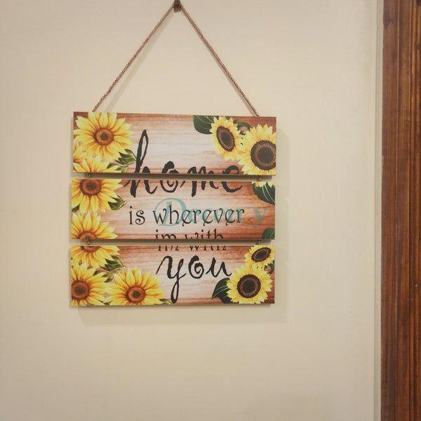 Home is where I am with you quotation wall decoration colorful hanging