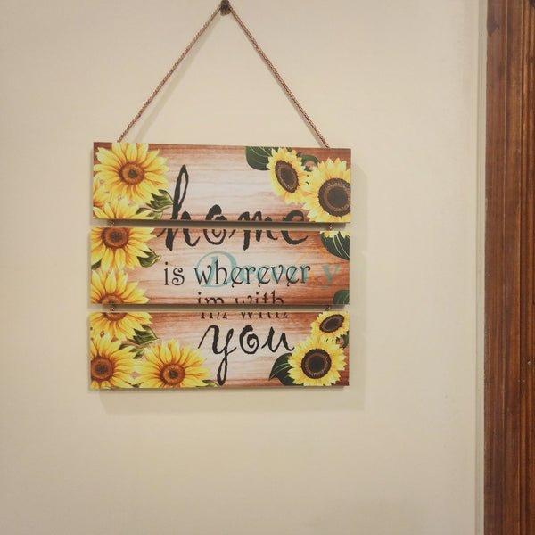 Home is where I am with you quotation wall decoration colorful hanging