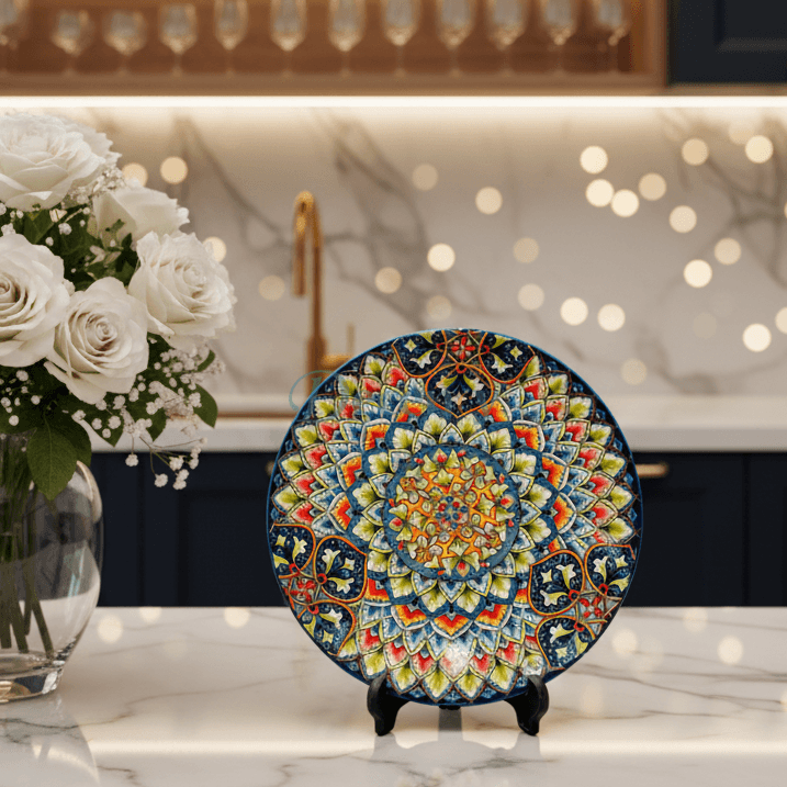 Hand-Painted Mandala Accent Plate 10 Inch