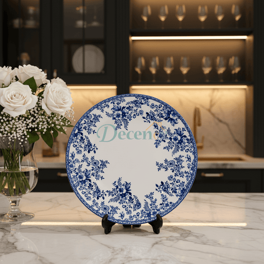 Blue Floral Ceramic Dinner Plates 10 Inch | Premium