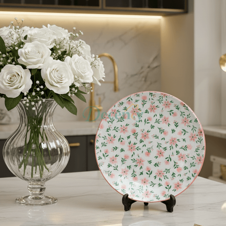Artisan Floral Ceramic Dinner Plate 10 Inch | Premium