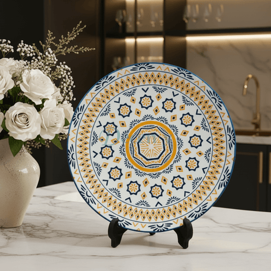 Artisanal Moroccan Pattern Ceramic Quarter Plate (8-Inch)