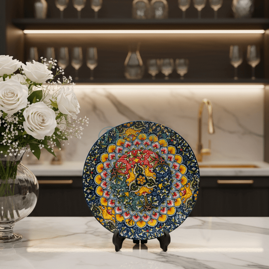 Decorative Floral Ceramic Dessert Plate - 8 Inch