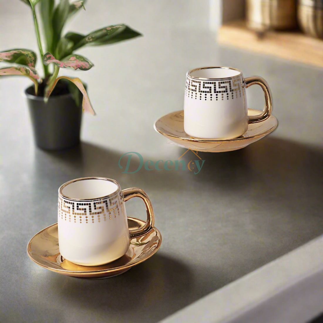 Luxury 6 pc Mugs and Saucer set