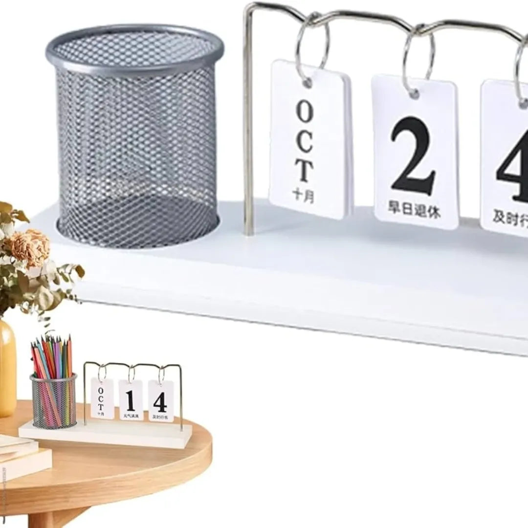 Desk Calendar with Pencil Holder