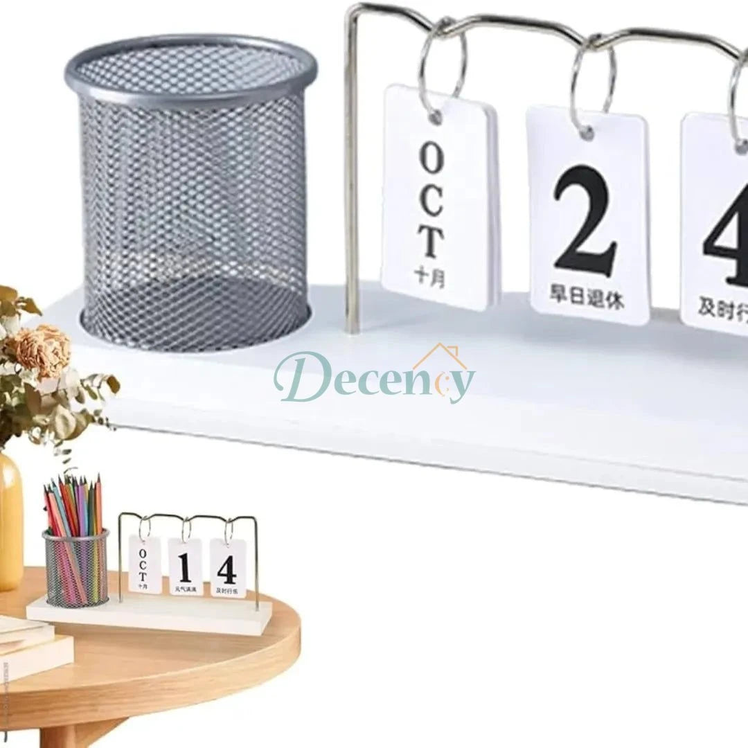 Desk Calendar with Pencil Holder
