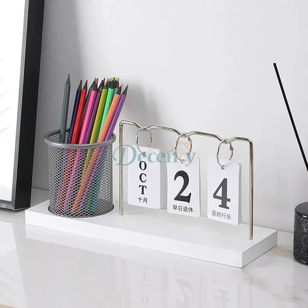 Desk Calendar with Pencil Holder