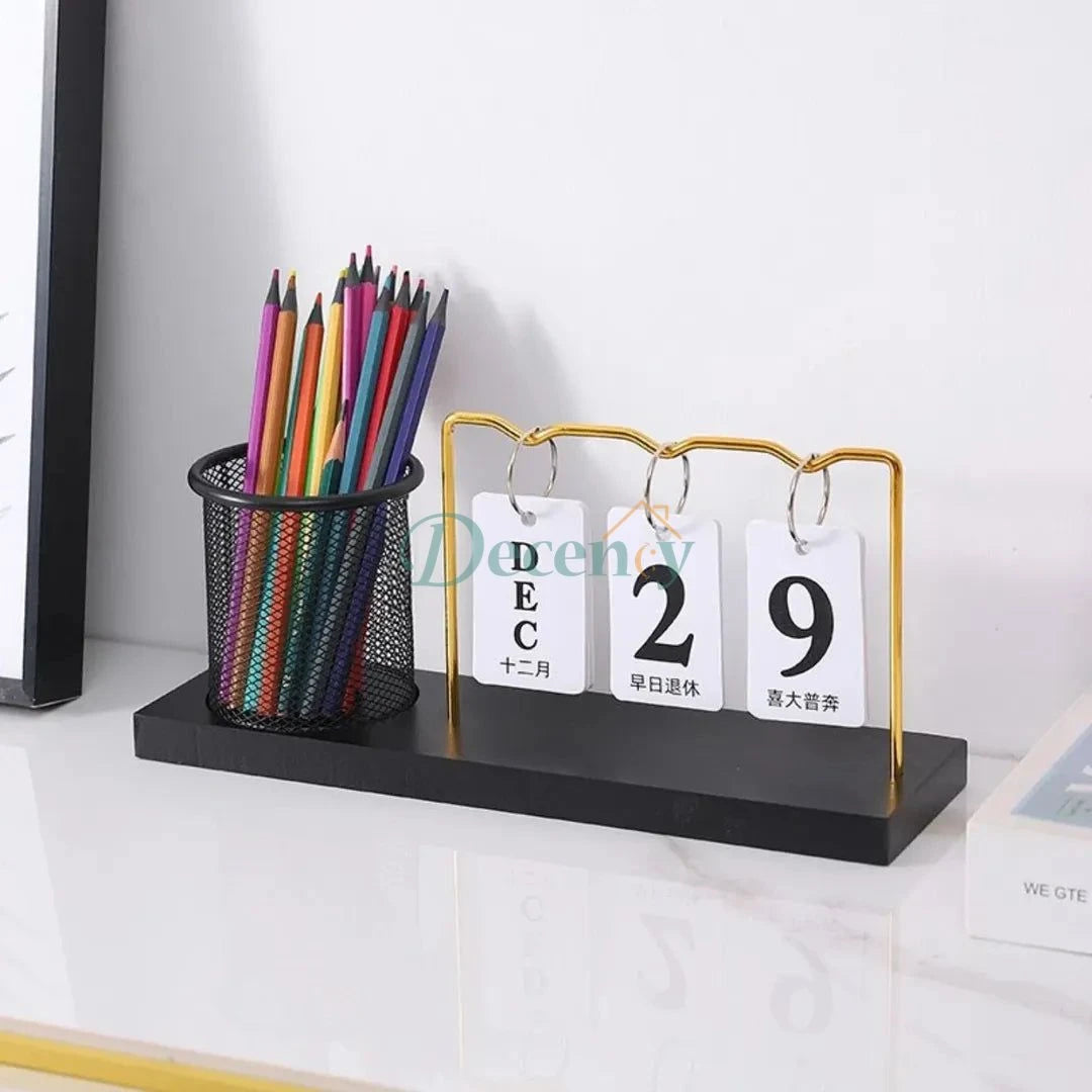 Desk Calendar with Pencil Holder