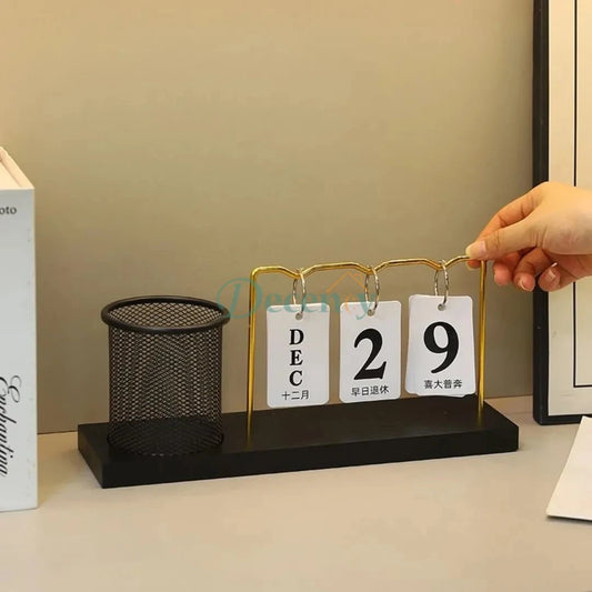 Desk Calendar with Pencil Holder