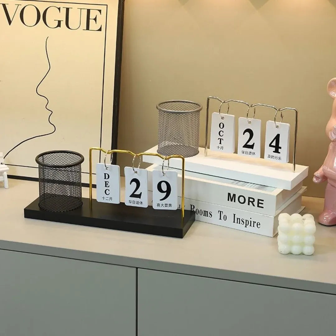 Desk Calendar with Pencil Holder