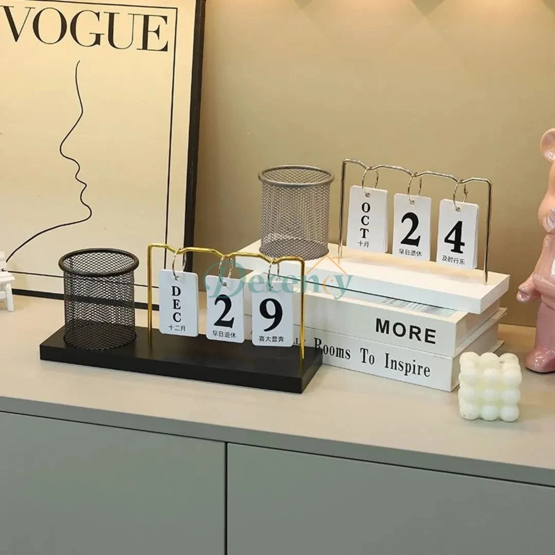 Desk Calendar with Pencil Holder
