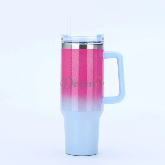 40OZ Tumbler "Pink Blue Glitter Flask"