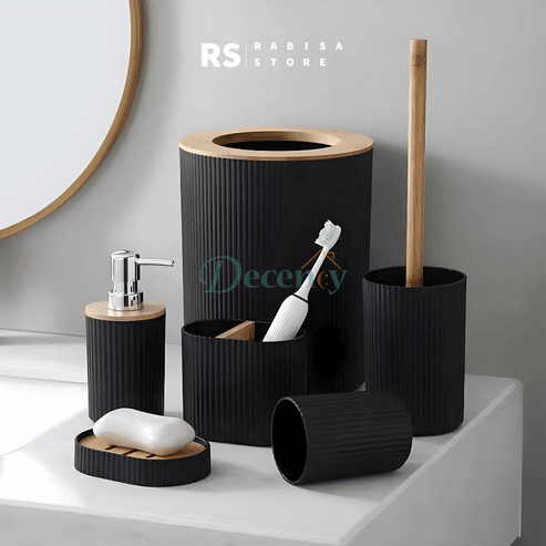 Premium Bamboo Wood Top 6-Piece Bathroom