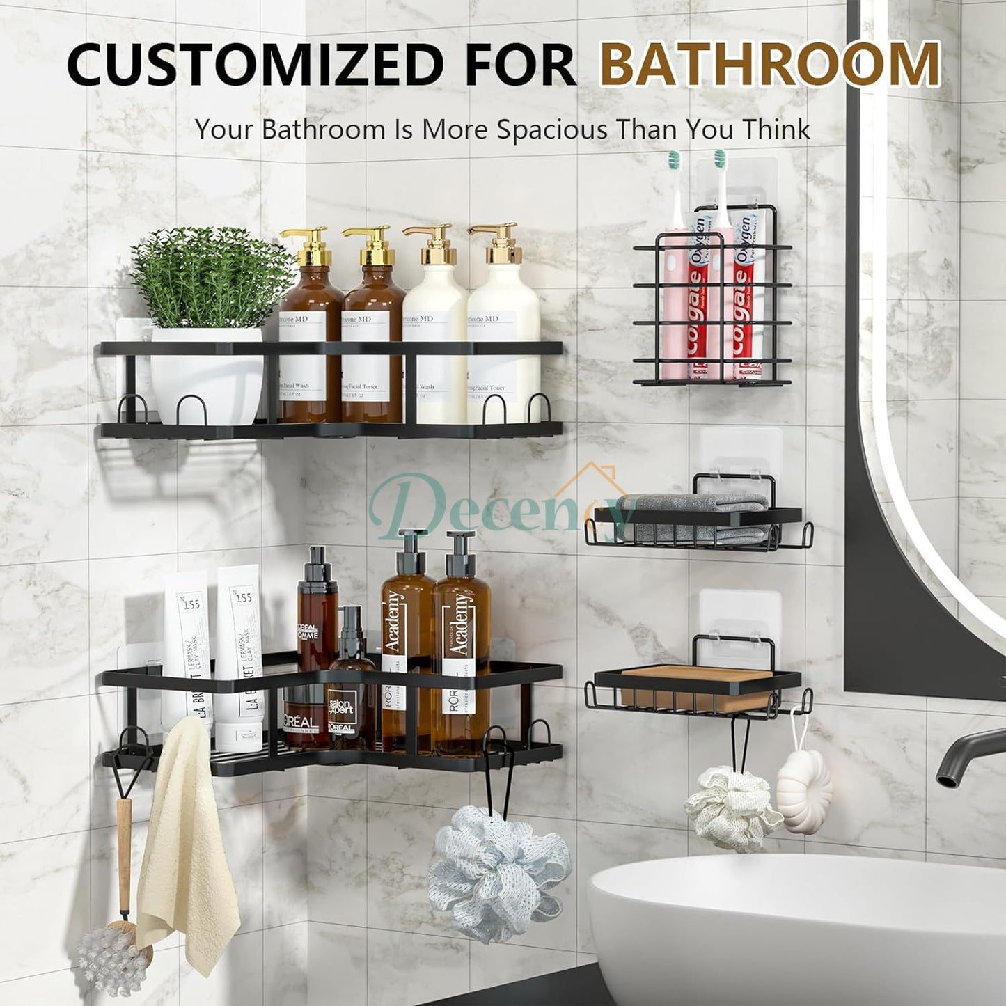Set Of 5 Mesh Shower Shelves Rack