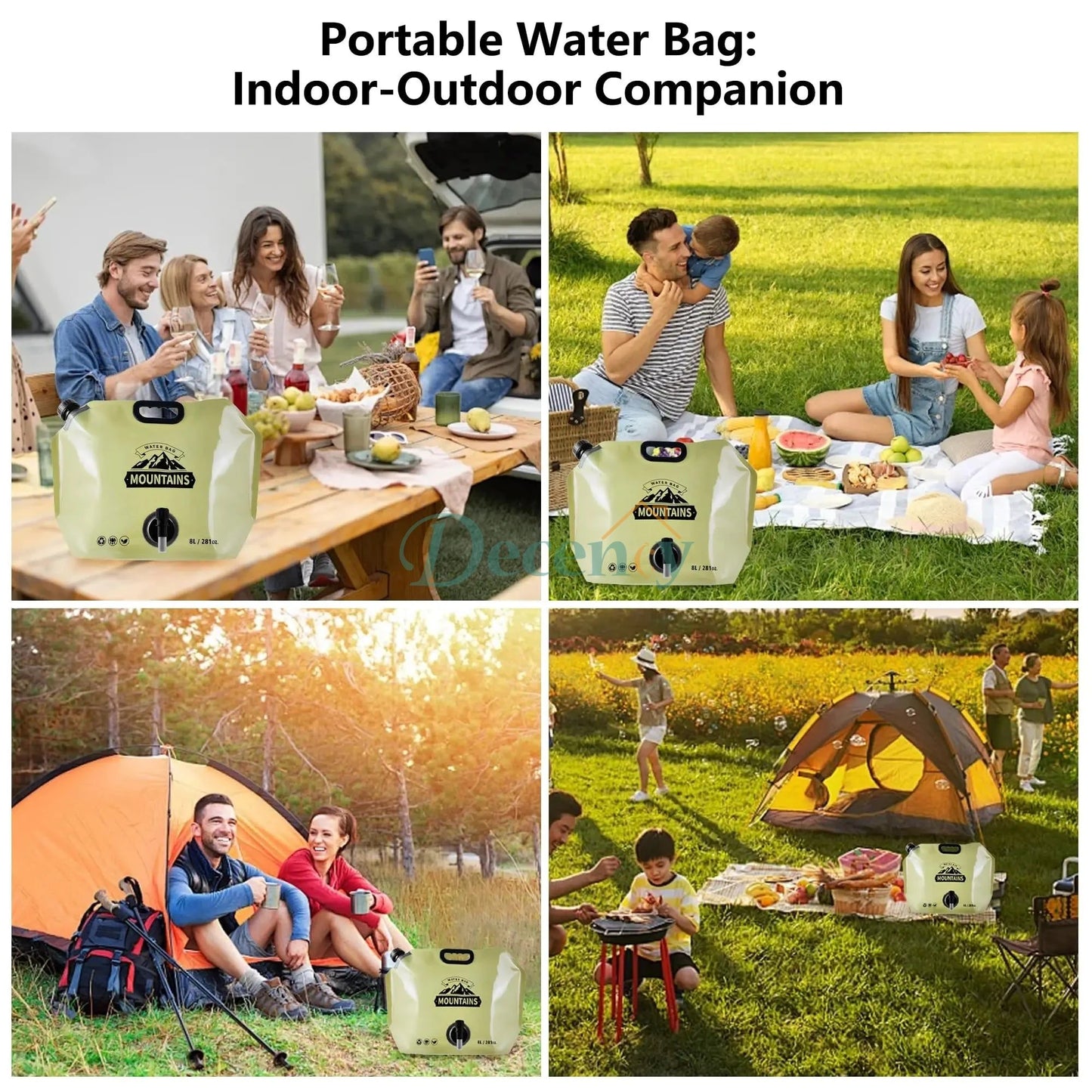 Outdoor Collapsible Water Storage Bag With Faucet Valve Plastic Water Bag 8-Liter