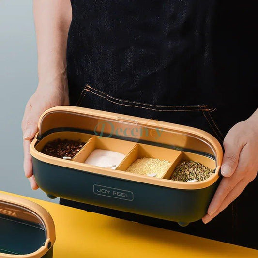 4-Compartment Spice Rack with Lid