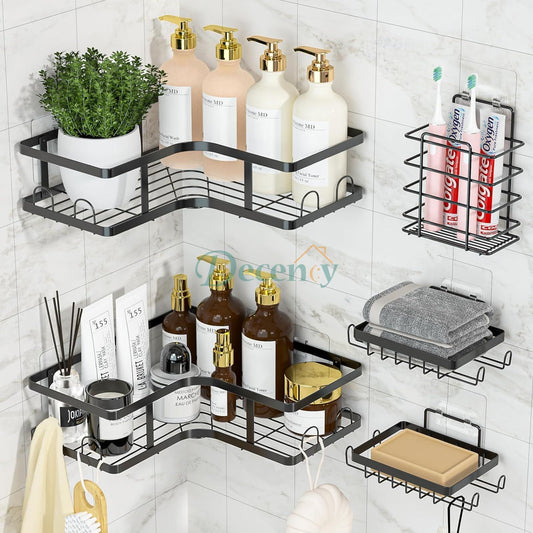 Set Of 5 Mesh Shower Shelves Rack