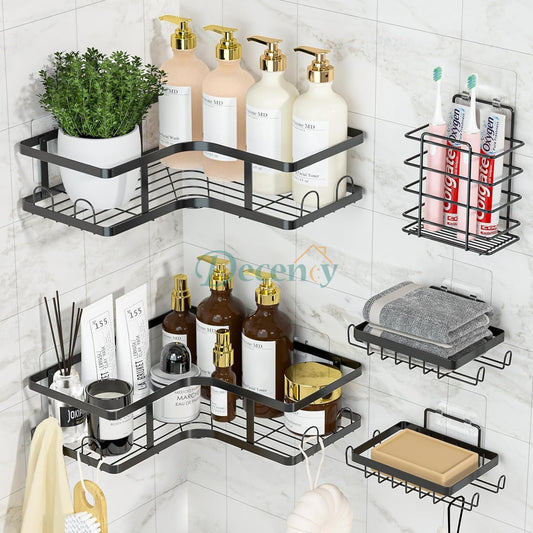 Set Of 5 Mesh Shower Shelves Rack