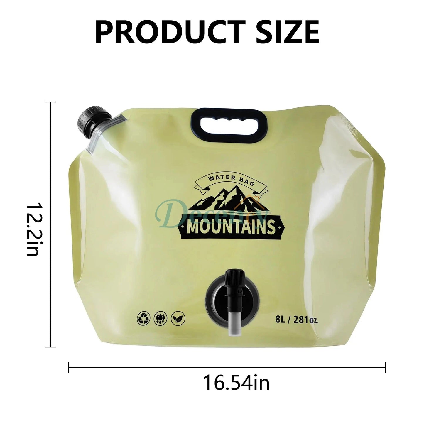 Outdoor Collapsible Water Storage Bag With Faucet Valve Plastic Water Bag 8-Liter