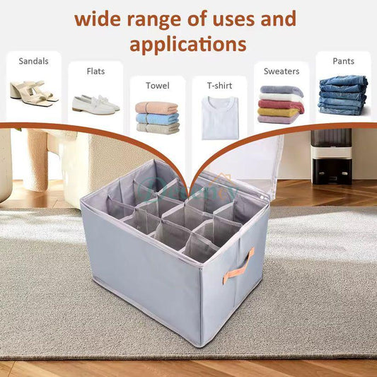 12-Compartment Foldable Shoe Storage Box – Dustproof Closet Organizer with Clear Lid