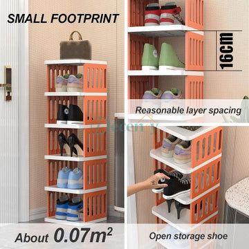 5-Tier Shoe Storage Rack, Compact Narrow Shoe Cabinet Organizer