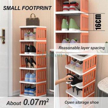 5-Tier Shoe Storage Rack, Compact Narrow Shoe Cabinet Organizer