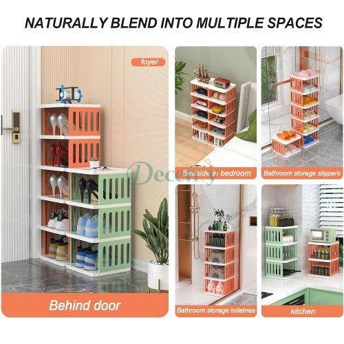 5-Tier Shoe Storage Rack, Compact Narrow Shoe Cabinet Organizer