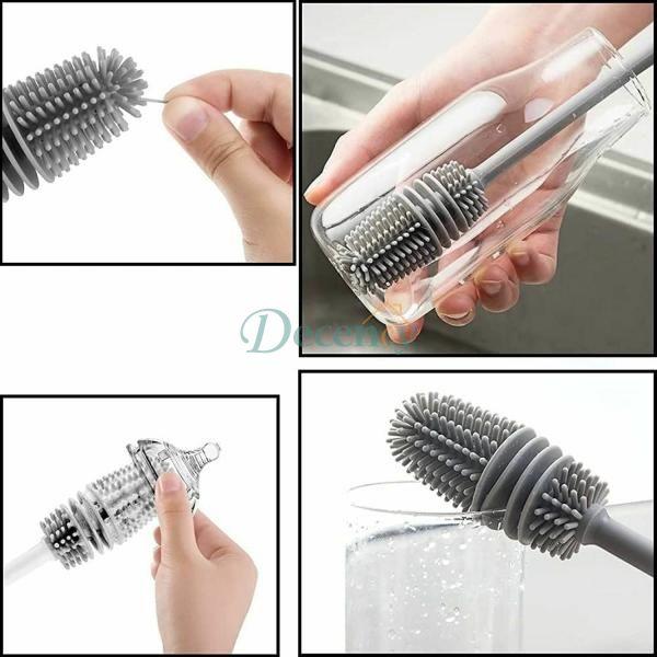 Silicone Glass Cleaning Brush With Long Handle - Decency