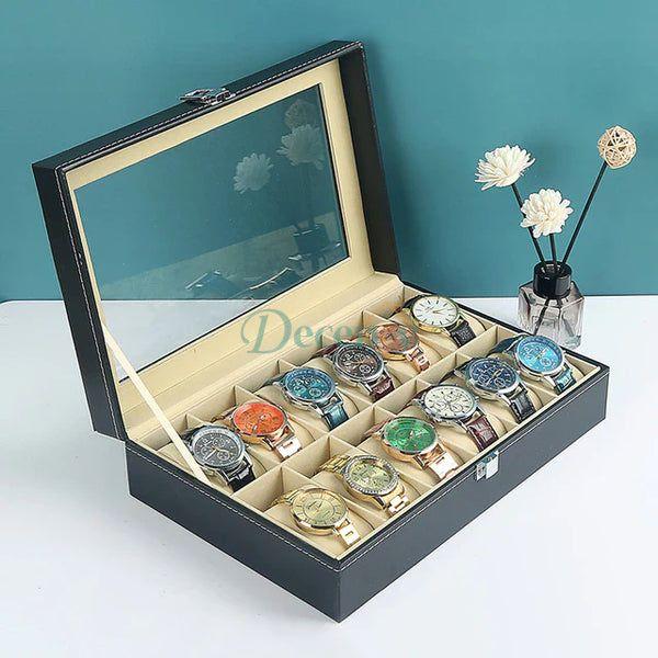 Elegant 12-Compartment Watch Storage Box