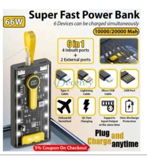 Led Light Power Bank, 66W Comes With Four Wire Fast Charging Charging Treasure LED Light