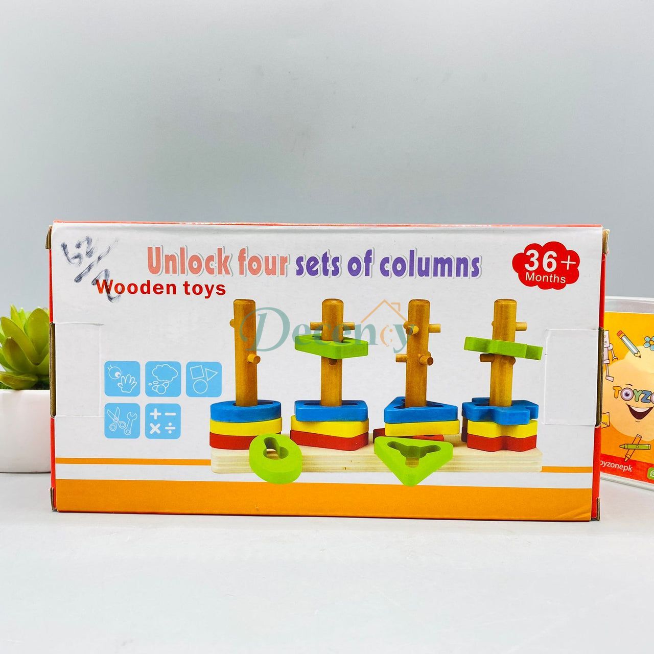 Wooden Unlock Four Sets of columns