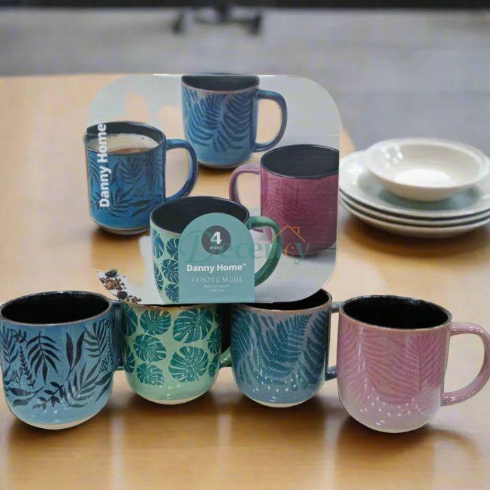 Danny Home™ 4 Pcs Leaf Printed Mugs