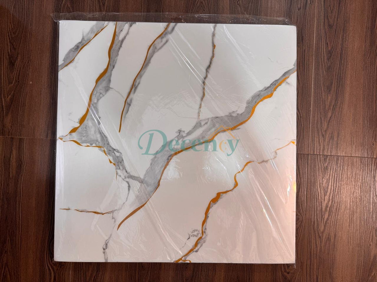 60x60cm Marble Gold 3D Self-Adhesive Waterproof Kitchen Tile Decal
