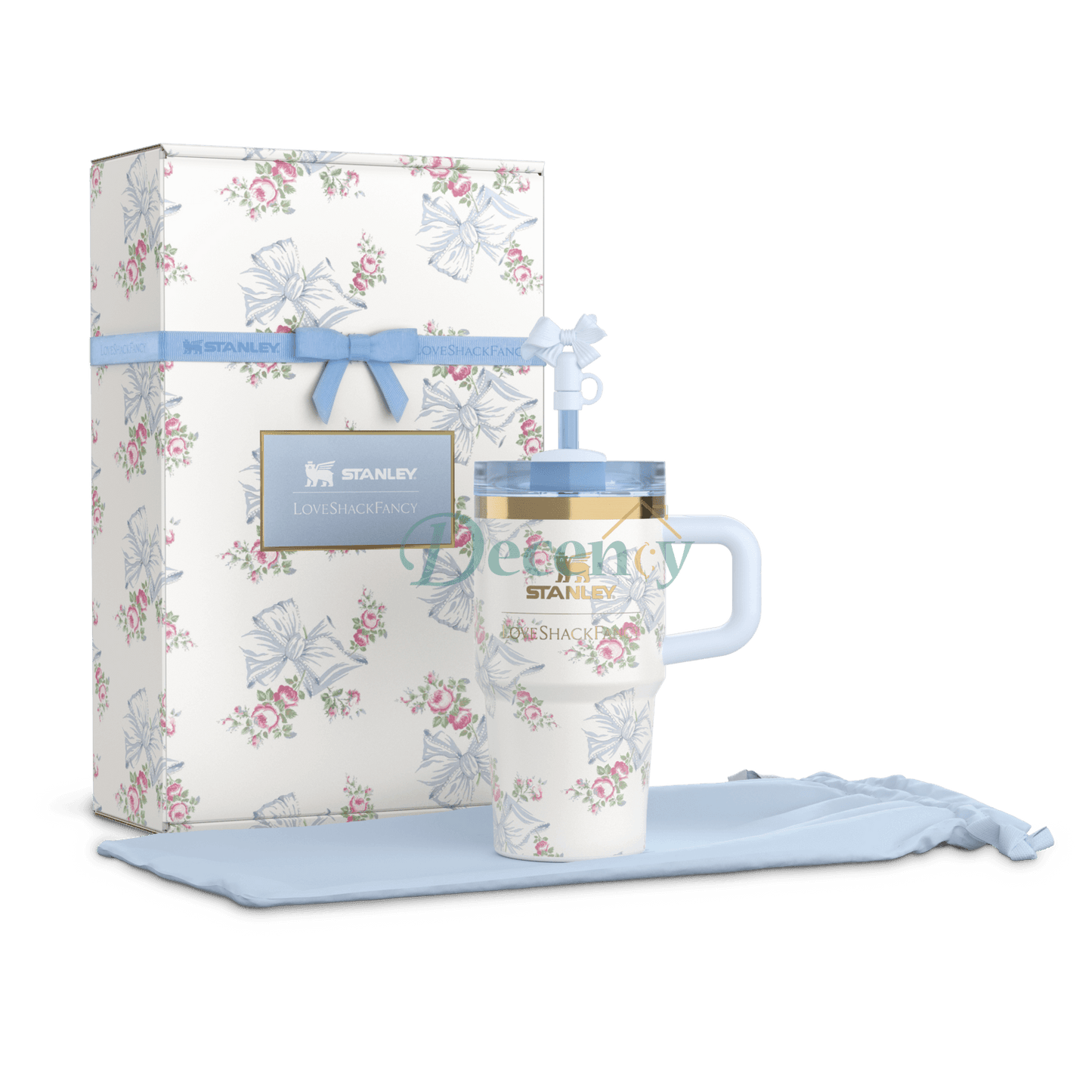 The Stanley X LoveShackFancy Holiday Quencher | 20 OZ - Rosa Beaux Blue