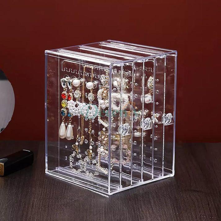 Acrylic Women's Earrings Jewelry Display Stand Rack, Organizer Storage Box, Drawers Design Rack Holder - Decency