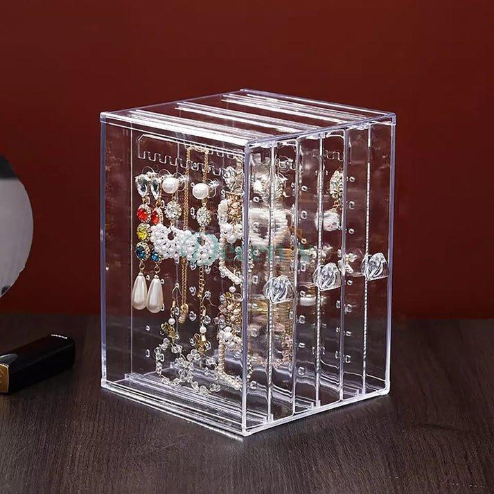 Acrylic Women's Earrings Jewelry Display Stand Rack, Organizer Storage Box, Drawers Design Rack Holder - Decency