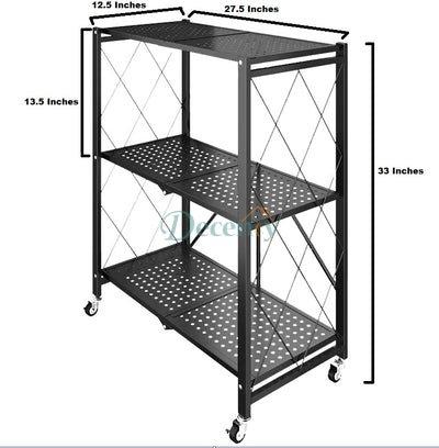 3 Tier Foldable Storage Shelves with Wheels
