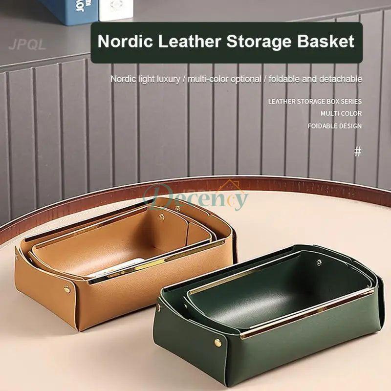 Sundries Holder Durable Portable Folding Faux Leather Keys Cosmetic Tray