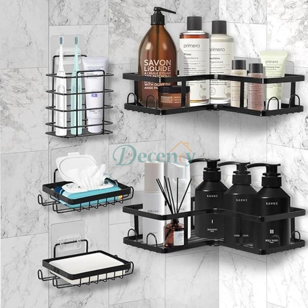Set Of 5 Mesh Shower Shelves Rack