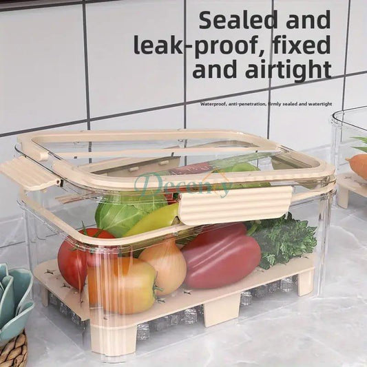 Refrigerator Storage Box With Draining Plate